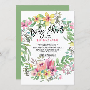 Convite para Chás de fraldas de Garotas Florais de