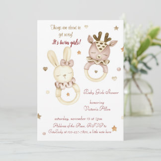 Convite para Chás de fraldas de Gêmeas Adoráveis