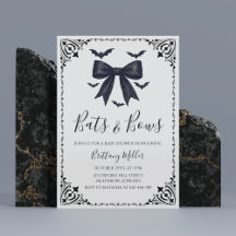 Convite para Chás de fraldas de Halloween de Bats 