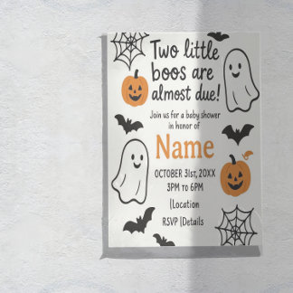 Convite para Chás de fraldas de Halloween | Gêmeos