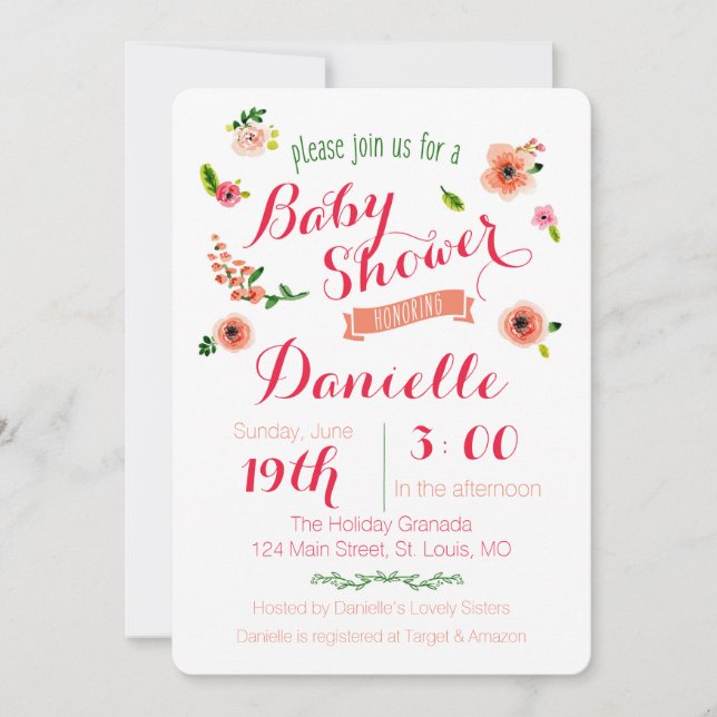 Convite para Chás de fraldas de jardim (Frente)