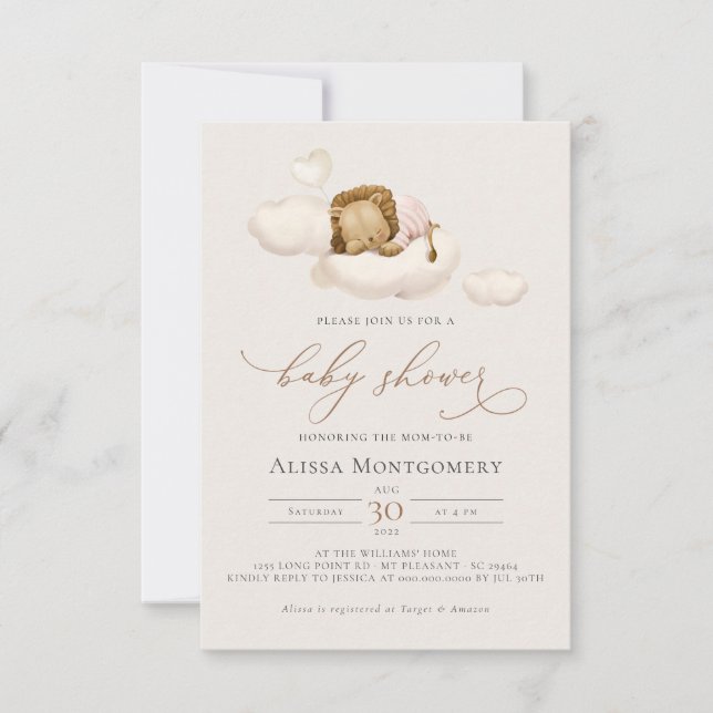 Convite para Chás de fraldas de leão (Frente)