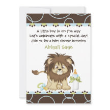 Convite para Chás de fraldas de leões para rapazes