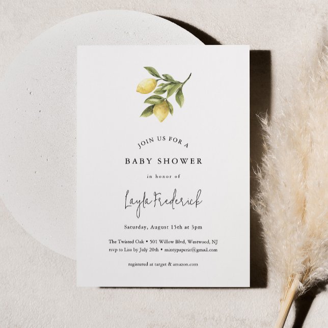 Convite para Chás de fraldas de Limão CITRON (Criador carregado)