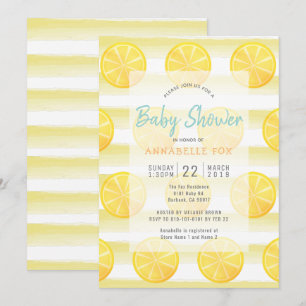 Convite para Chás de fraldas de Limão e Listras
