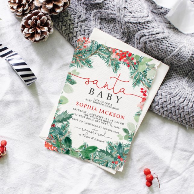 Convite para Chás de fraldas de Natal (Criador carregado)