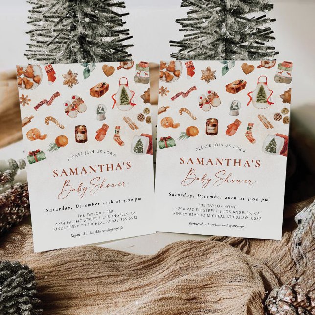 Convite para Chás de fraldas de Natal de inverno (Criador carregado)