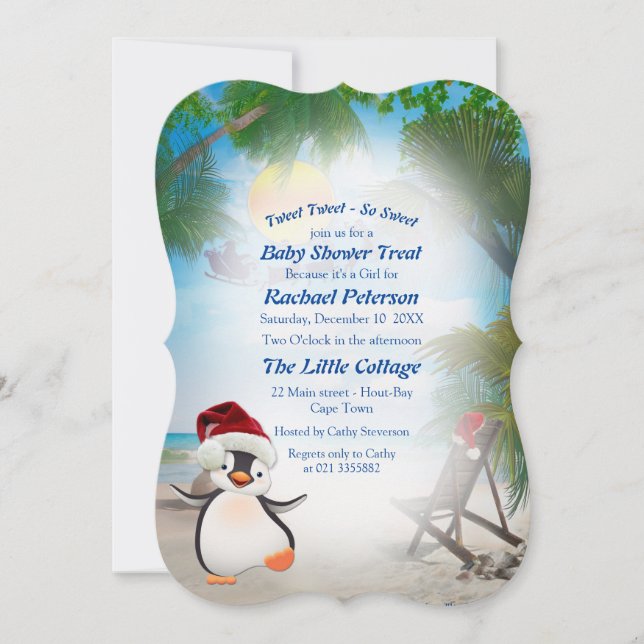 Convite para Chás de fraldas de Natal de Verão (Frente)