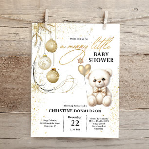 Convite para Chás de fraldas de Natal Dourado
