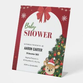 Convite para Chás de fraldas de Natal, Vermelho e 