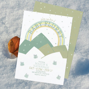 Convite para Chás de fraldas de Neve Verde Montanh
