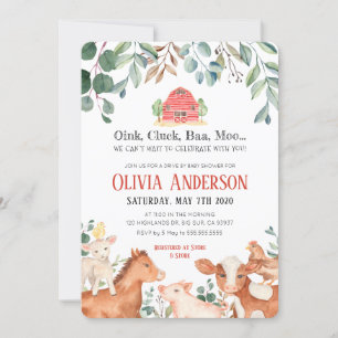 Convite para Chás de fraldas de Paradas de Animais