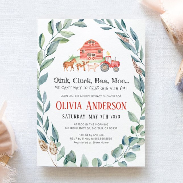 Convite para Chás de fraldas de Paradas de Animais (Criador carregado)