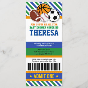 Convite para Chás de fraldas de Passagem de Tíquet