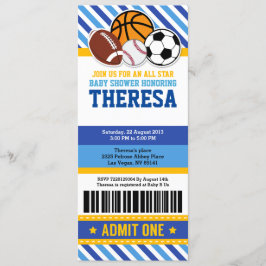 Convite para Chás de fraldas de Passagem de Tíquet