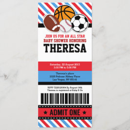 Convite para Chás de fraldas de Passagem de Tíquet