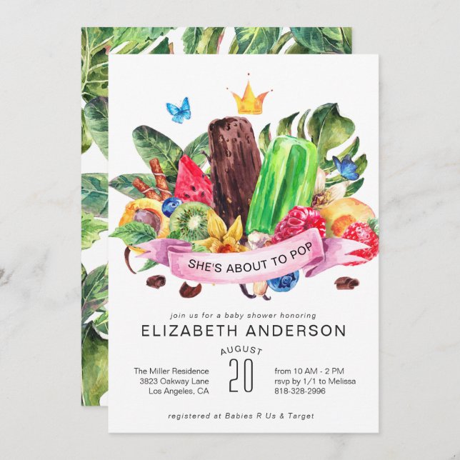 Convite para Chás de fraldas de picolé de verão br (Frente/Verso)