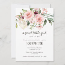 Convite para Chás de fraldas de Rosas Rosa