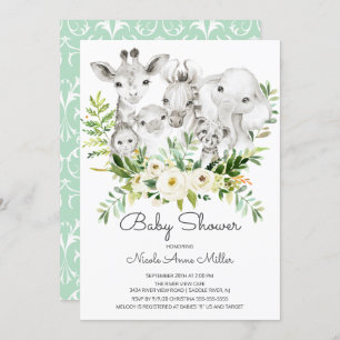 Convite para Chás de fraldas de Selva Adorável