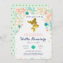 Convite para Chás de fraldas de Sereia