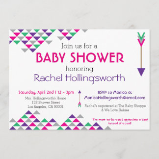 Convite para Chás de fraldas de Seta e Tribal Girl