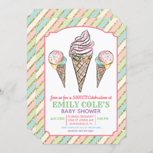 Convite para Chás de fraldas de sorvete