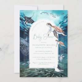 Convite para Chás de fraldas de Tartaruga Marítima