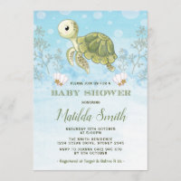 Convite Para Chás de fraldas De Tartaruga Sob O Oc