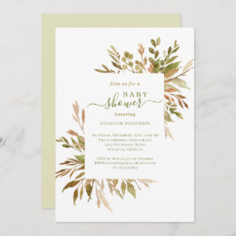 Convite para Chás de fraldas de verde do Autumn