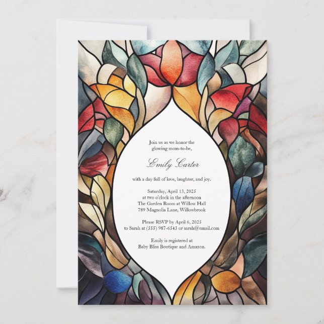 Convite para Chás de fraldas de vidro | Elegante (Frente)