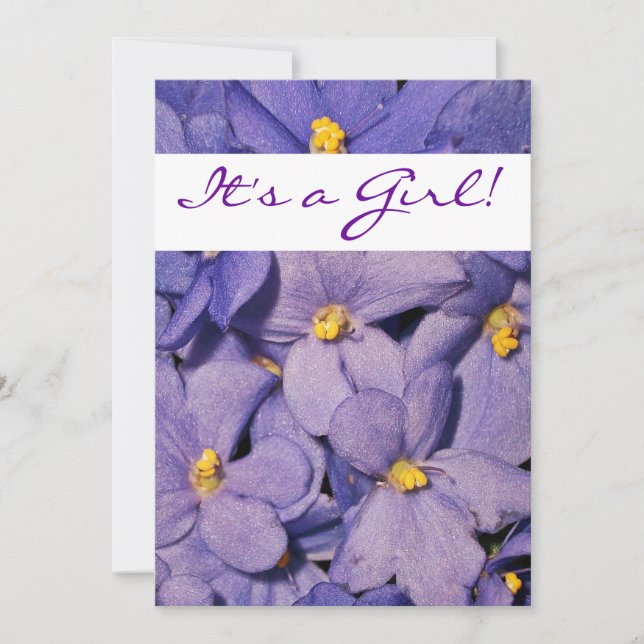 Convite para Chás de fraldas de Violetas Africanos (Frente)