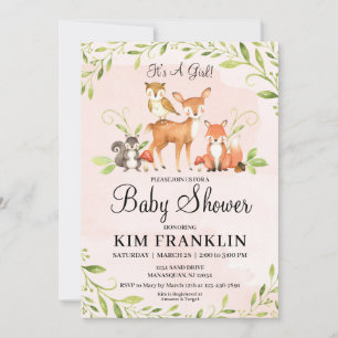Convite para Chás de fraldas de Woodland Raiz