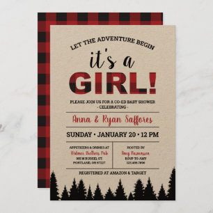 Convite para Chás de fraldas de Xadrez de Buffalo