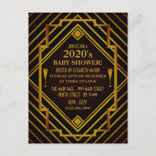 Convite para Chás de fraldas do Dourado Gatsby 202