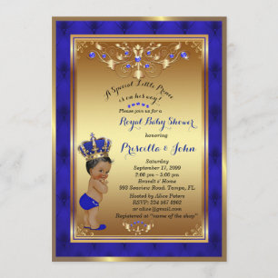 Convite para Chás de fraldas do Príncipe, Royal Bl