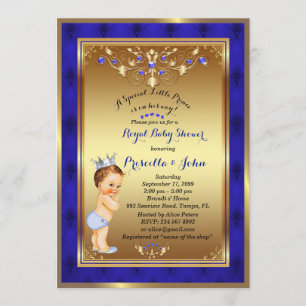 Convite para Chás de fraldas do Príncipe, Royal Bl