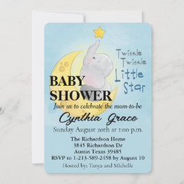 Convite para Chás de fraldas Elefante e Lua