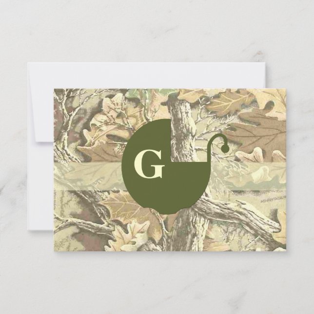 Convite para Chás de fraldas Elegante Camo (Frente)