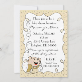 Convite para chás de fraldas. Estrelas/Bebê/Dourad