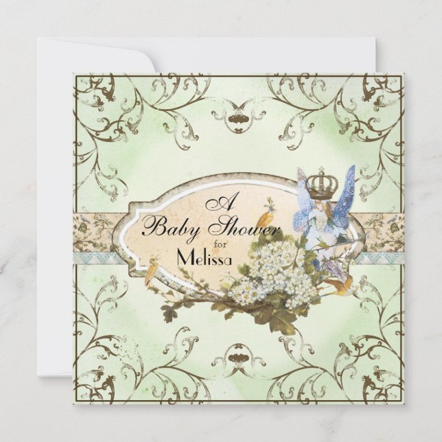 Convite para chás de fraldas - Faerie Princesa Enc (Frente)