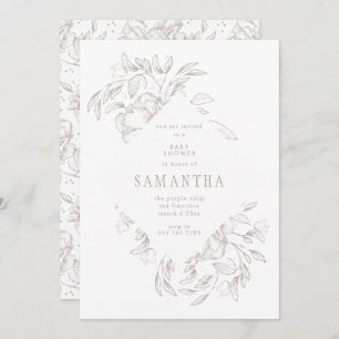 Convite para Chás de fraldas Florais Romântica Dia