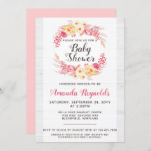 Convite para Chás de fraldas Florais Russos do chi