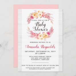 Convite para Chás de fraldas Florais Russos do chi