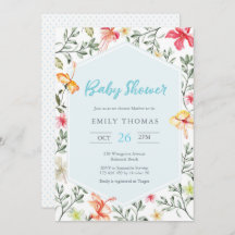 Convite para Chás de fraldas florais tropicais hav