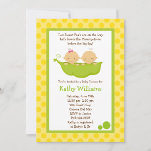 Convite para Chás de fraldas Gêmeos