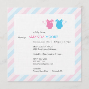 Convite para Chás de fraldas Gêmeos