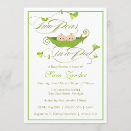 Convite para Chás de fraldas gêmeos - Duas ervilha