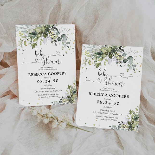 Convite para Chás de fraldas Greenery (Criador carregado)