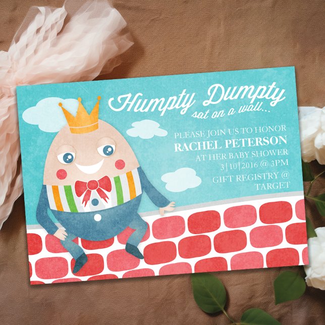 Convite para Chás de fraldas Humpty Dumpty Colorid (Colorful Humpty Dumpty Baby Shower Invitation
)