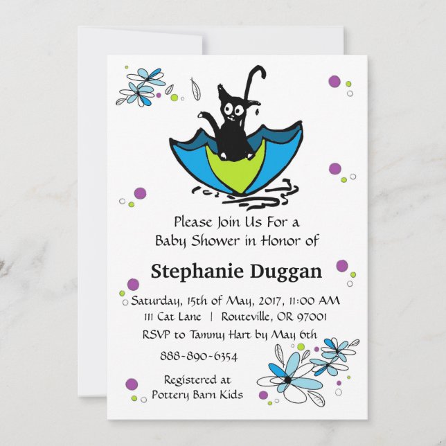 Convite para Chás de fraldas Kitten (Frente)